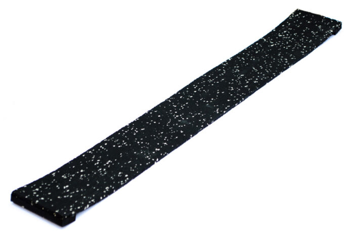 A black and white speckled tie is shown.